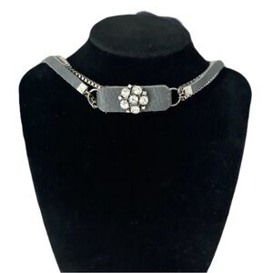 Elegant Silver Choker Necklace with Crystal Accents